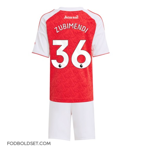 Arsenal Martin Zubimendi #36 Hjemme Trøje Børn 2025-26 Kortærmet (+ Korte bukser)